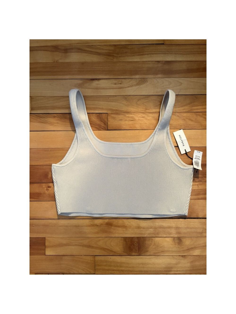 Aritzia Babaton Sculpt Knit Crop Top 2XL - Matte Pearl NWT - Picture 9 of 9